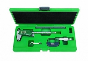 Insize Precision Measuring Tool Kit, 3 pc, Caliper 6 Inch, 0-1 Micrometer, 6 inch steel rule,