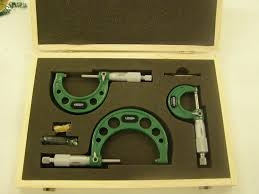 INSIZE 3203-33A Outside Micrometer Set of 3 Pieces, 0-3 inches 0.0001